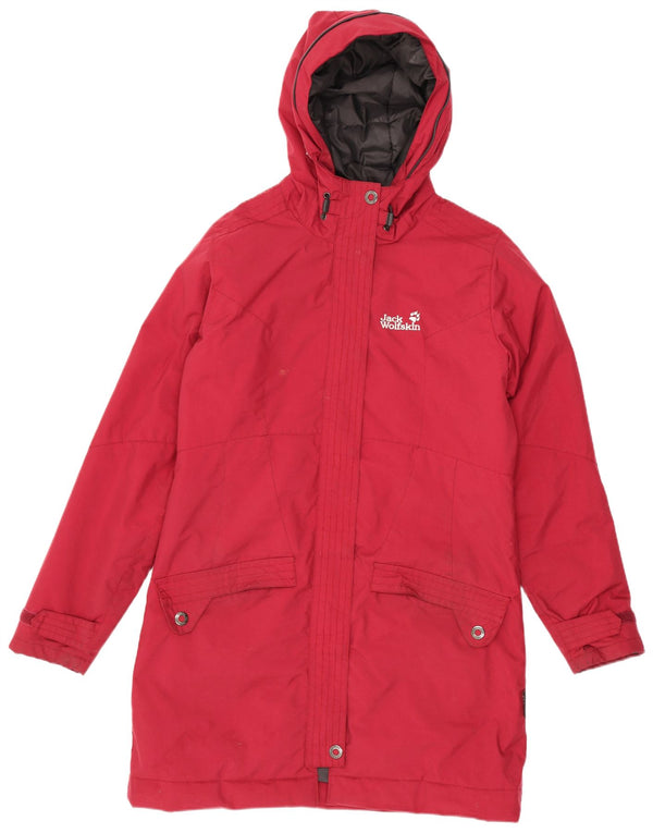 Jack Wolfskin Damen-Windbreaker-Mantel mit Kapuze, UK 10, Größe S, rot, Polyester