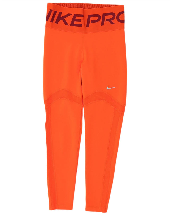 Nike Damen Dri Fit Graphic Crop Leggings UK 12 Medium Orange