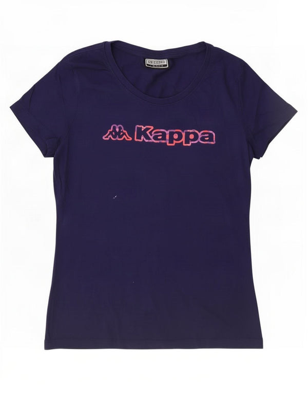Kappa Womens Graphic T-Shirt Top UK 16 Large Marineblau Baumwolle