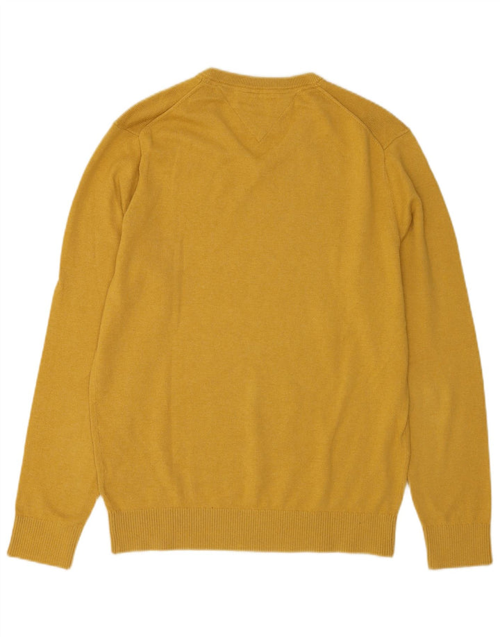 Tommy Hilfiger Herren-Pullover mit V-Ausschnitt aus mittelgelber Baumwolle
