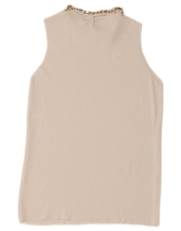 Zara Damen Weste Top UK 12 Medium Weiß