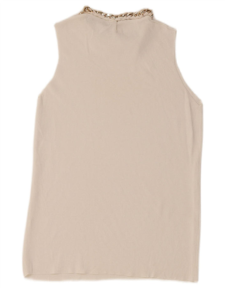 Zara Damen Weste Top UK 12 Medium Weiß
