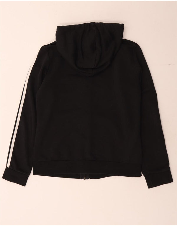 Adidas Damen Zip Hoodie Pullover UK 12/14 Mittelschwarze Baumwolle