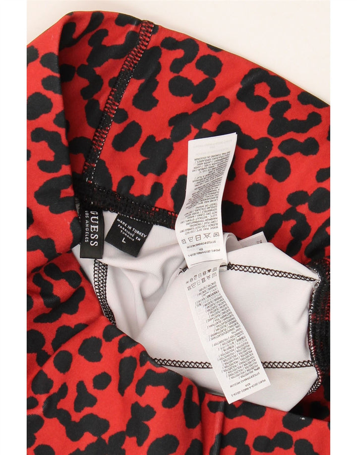 Guess Grafik-Crop-Leggings für Damen, UK 14, großes rotes Polyester mit Tiermuster