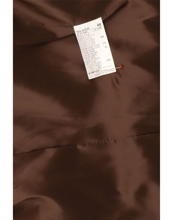 BENETTON Womens 2 Button Blazer Jacket IT 46 Large Brown Striped Polyester Vintage Benetton and Second-Hand Benetton from Messina Hembry 