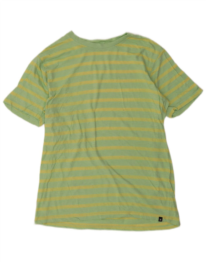 Hurley Herren-T-Shirt-Oberteil, klein, grün gestreift, Baumwolle