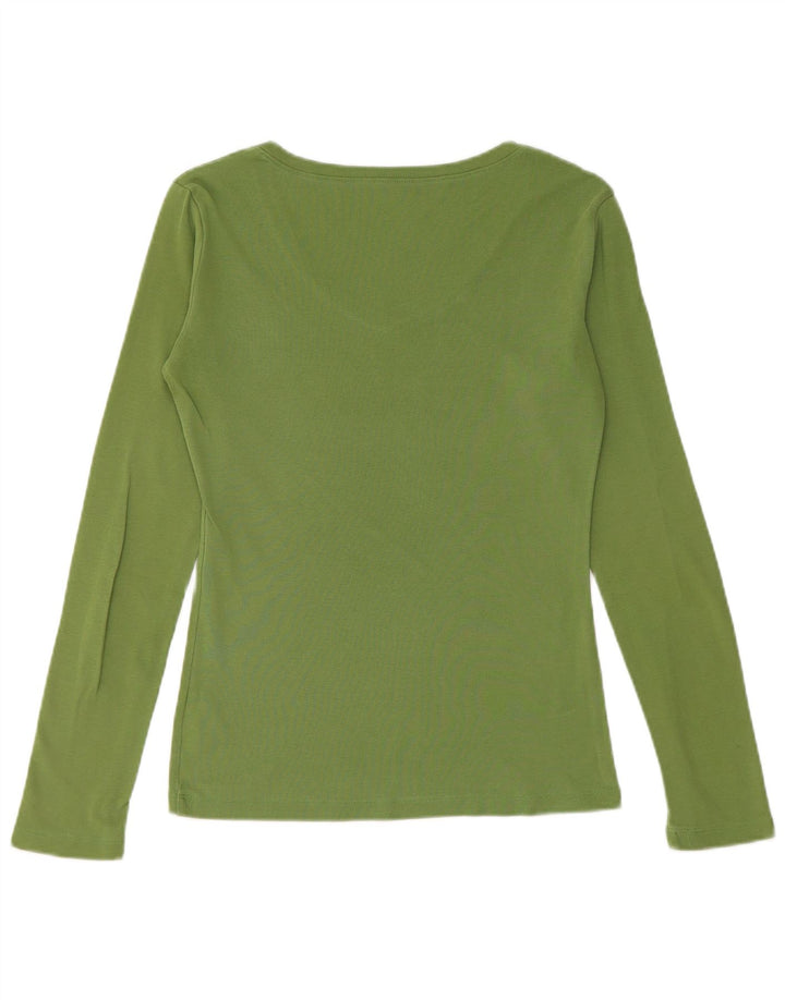 Tommy Hilfiger Damen Top Langarm UK 12 Mittelgrüne Baumwolle