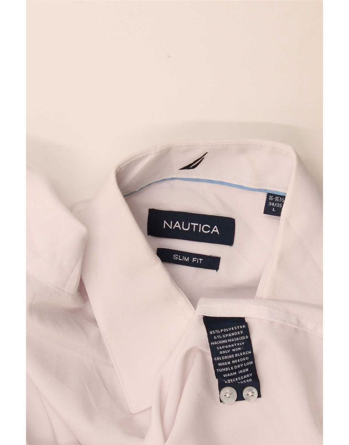 Nautica Herren-Slim-Fit-Hemd, Größe 16 1/2 groß, weißes Polyester