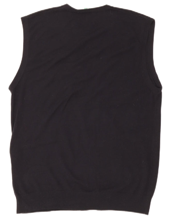 Benetton Herren-Cardigan, ärmellos, XL, Marineblau, Baumwolle