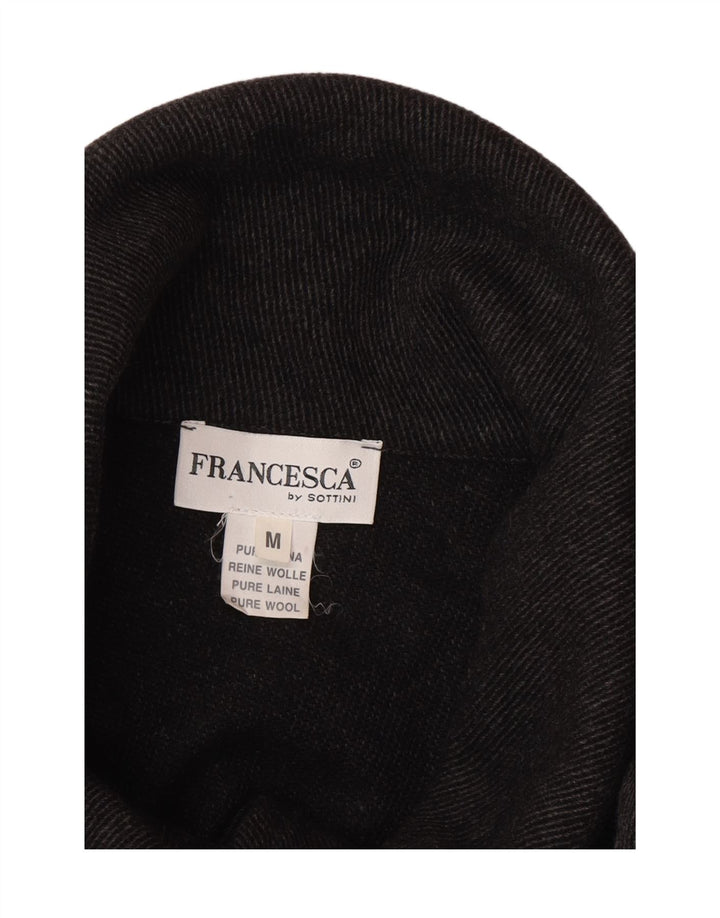 Francesca Damen Cape-Mantel UK 14 Mittelgraue Nadelstreifenwolle
