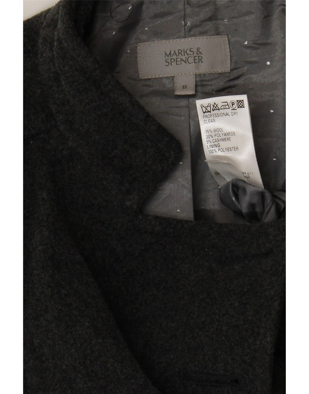 MARKS & SPENCER Damenmantel UK 8 Small Graue Wolle