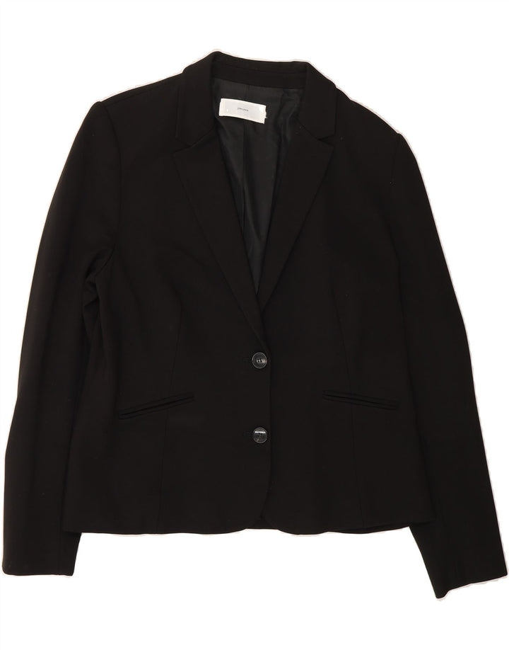 JOHN LEWIS Womens 2 Button Blazer Jacket UK 14 Medium Black Acetate Vintage John Lewis and Second-Hand John Lewis from Messina Hembry 