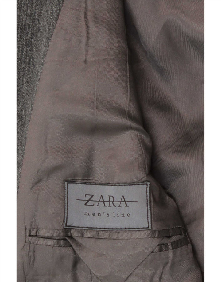 Zara Herren-Blazer mit 4 Knöpfen und Kapuze, UK 38, mittelgraue Wolle