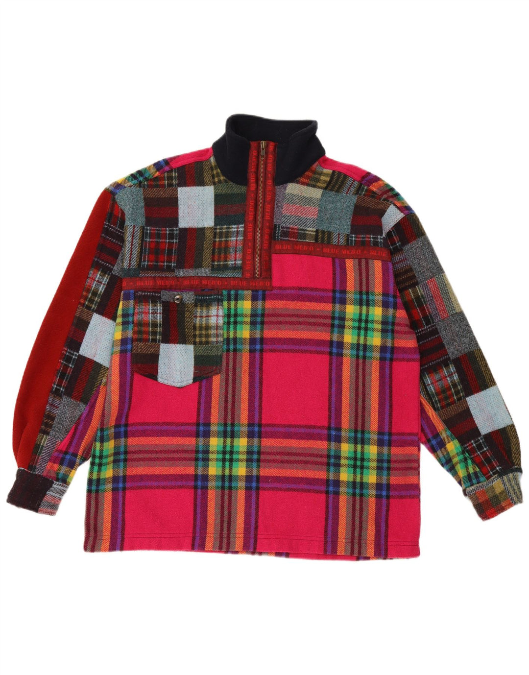Vintage Herren Pullover Flanellhemd, groß, mehrfarbig, kariert, Acryl