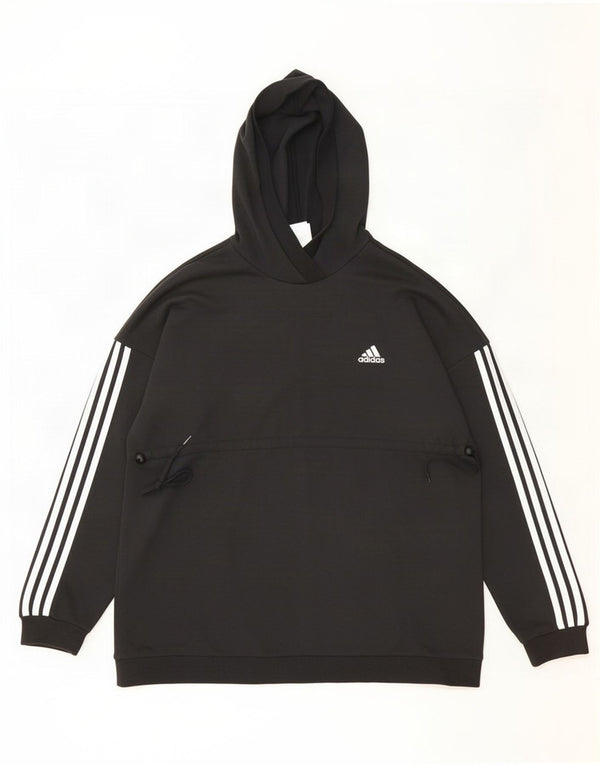 Adidas Womens Oversized Hoodie Jumper UK 20/22 XL Black Polyester