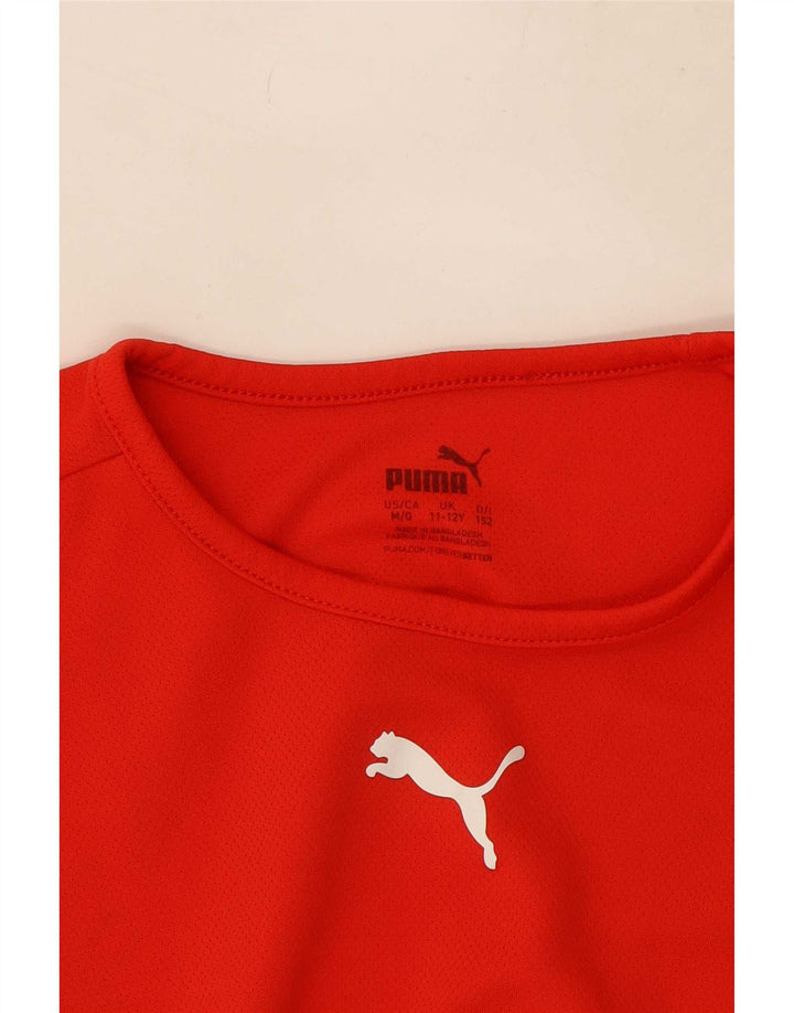 Puma T-Shirt für Jungen, 11–12 Jahre, rotes Farbblock-Polyester