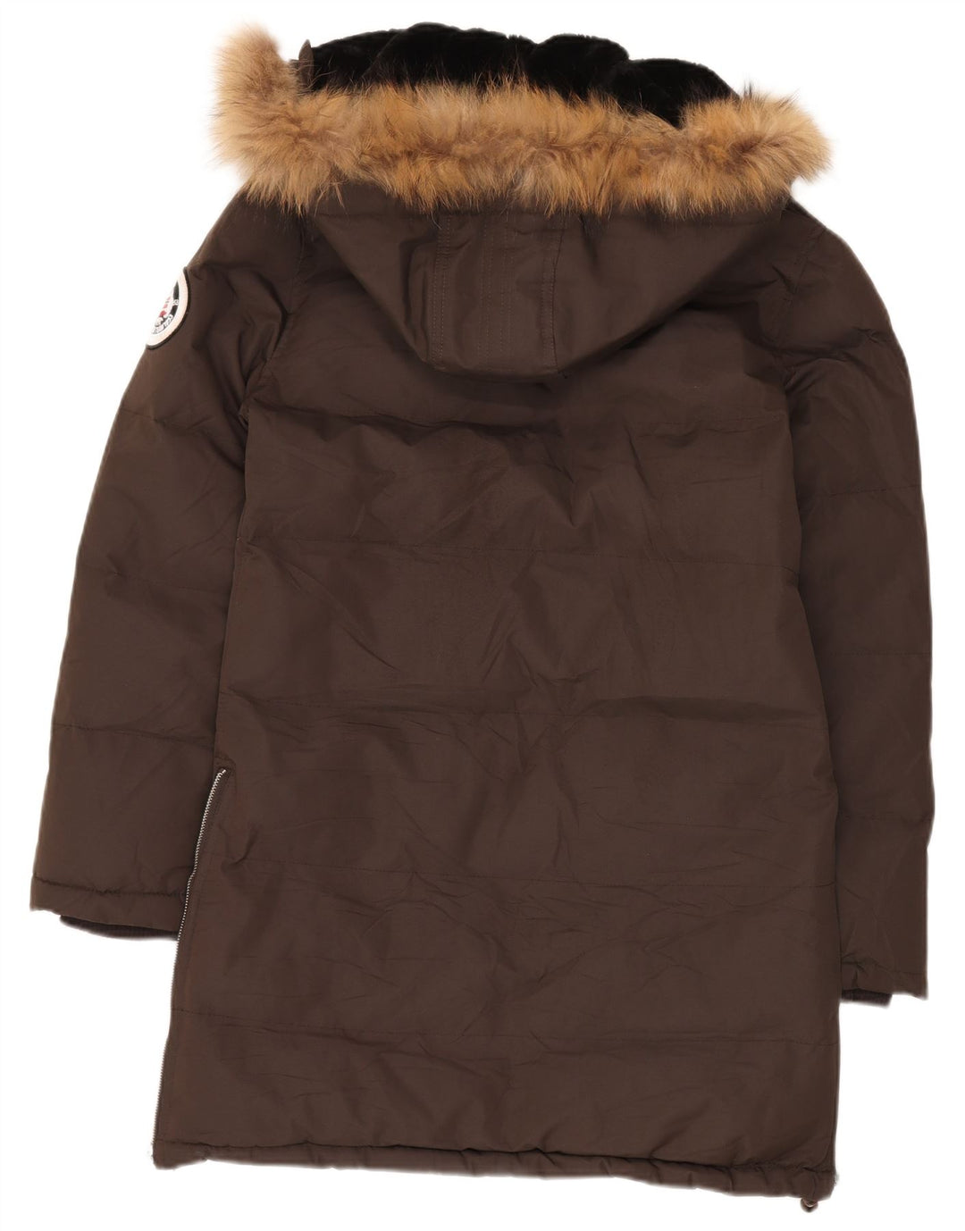 Geographical Norway Wattierter Herrenmantel mit Kapuze, EU 38/40, mittelbraunes Polyester