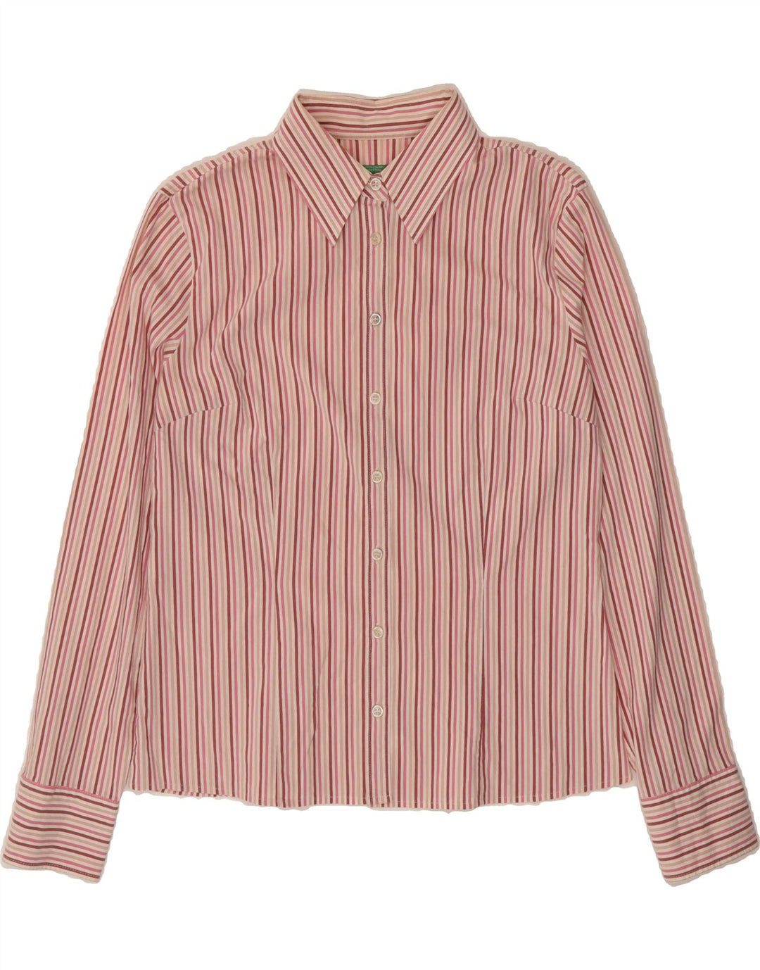 BENETTON Womens Shirt UK 16 Large Multicoloured Pinstripe Cotton Vintage Benetton and Second-Hand Benetton from Messina Hembry 