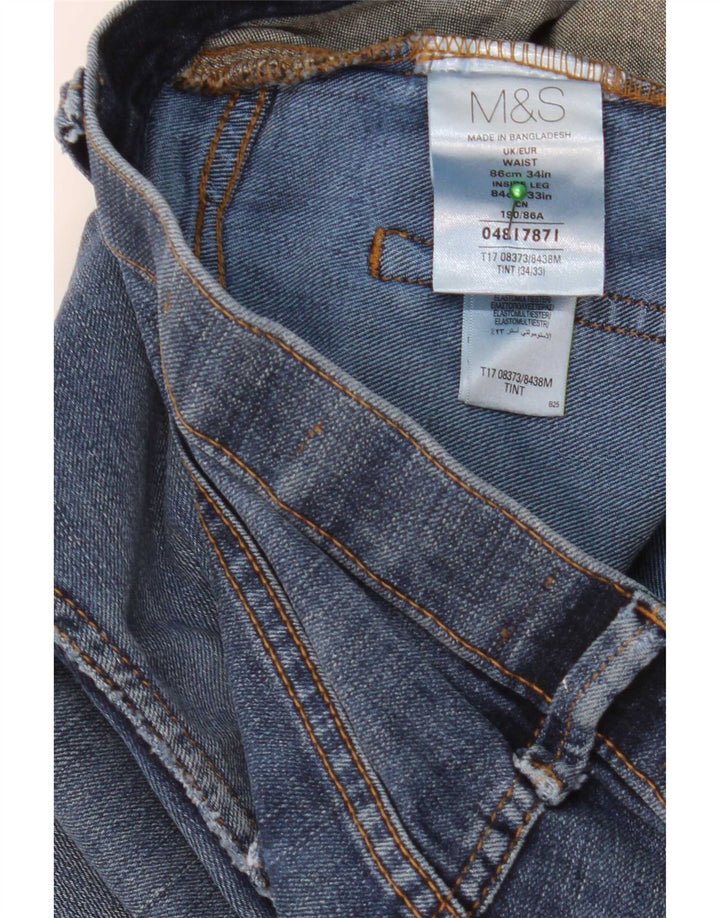Marks & Spencer Herren Straight Jeans W34 L33 Blaue Baumwolle