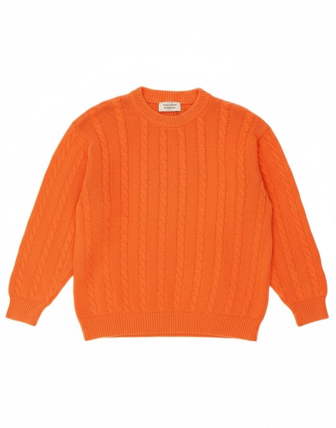 Benetton Damen-Pullover mit Rundhalsausschnitt, UK 14, mittelorange Baumwolle