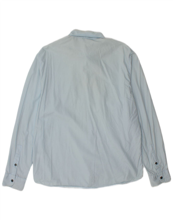 Moschino Herrenhemd XL, blaue Baumwolle