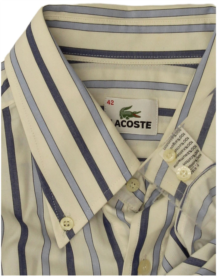 Lacoste Herrenhemd Größe 42 Große weiß gestreifte Baumwolle