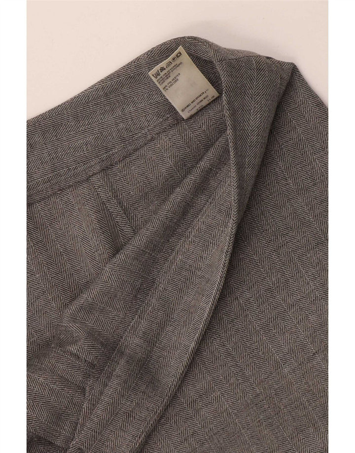Marks & Spencer Damen Anzughose UK 14 Medium W32 L28 Graues Fischgrätenmuster