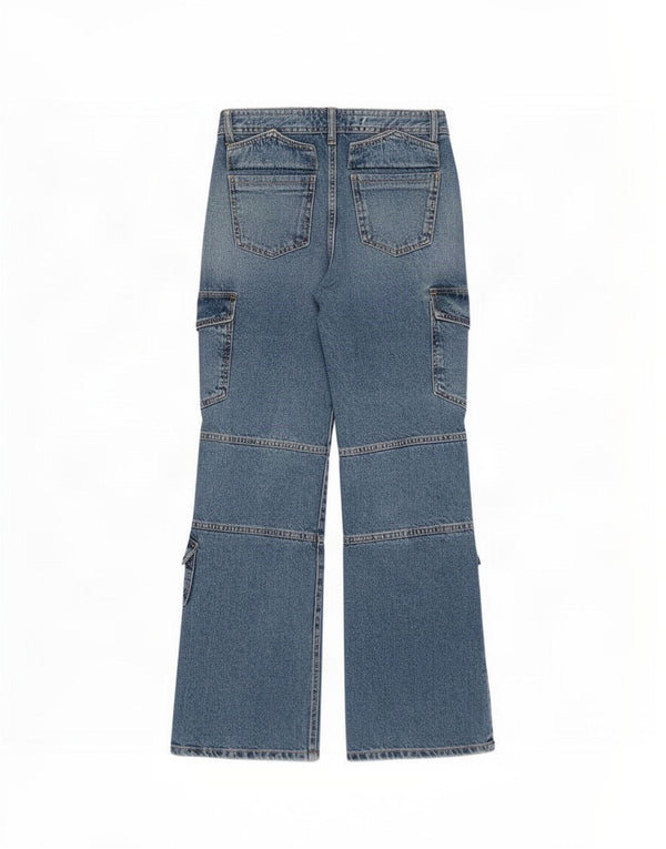 Zara Damen Cargo Straight Jeans EU 34 2XS W28 L31 Blau