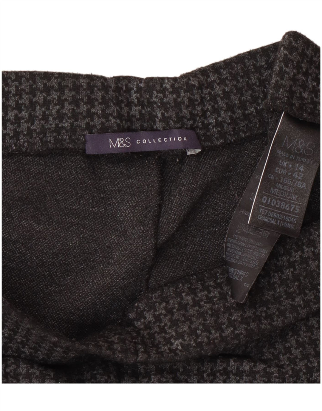 Marks & Spencer Damenhose UK 14 Large W32 L27 Grauer Hahnentritt