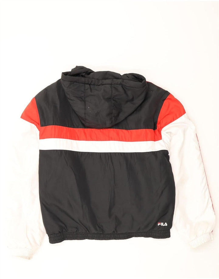 Fila Herren-Bomberjacke mit Kapuze, UK 38, Mittelschwarz, Colourblock-Polyester