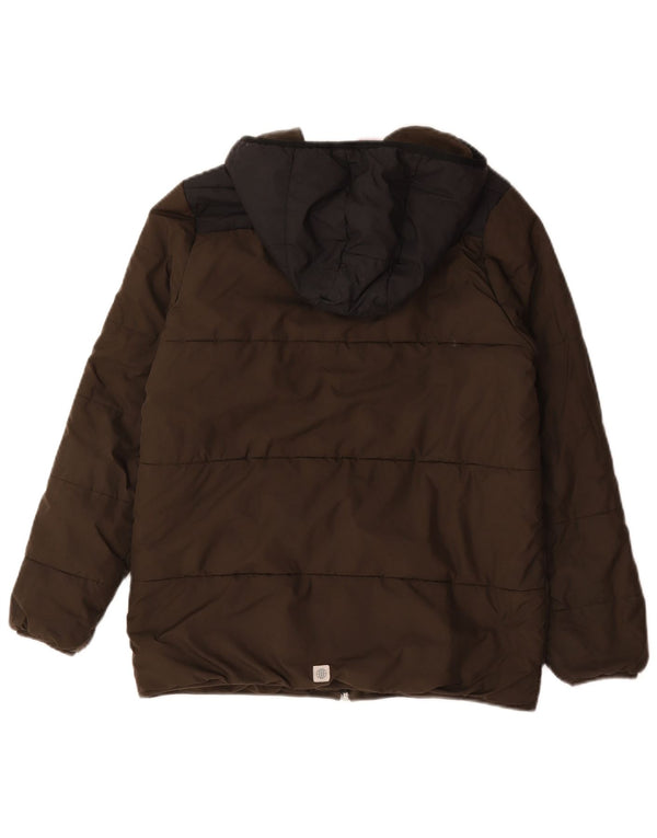 Adidas Jungen wattierte Jacke mit Kapuze, 13–14 Jahre, Khaki, Colourblock-Polyester