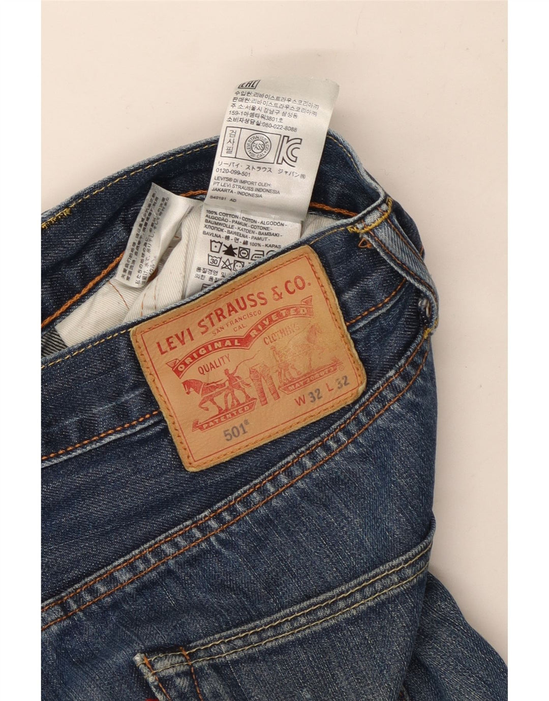 Levi's Herren 501 Distressed Straight Jeans W32 L32 Blaue Baumwolle