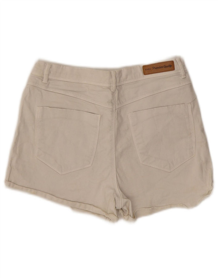 Zara Damen Trafaluc Denim Shorts EU 38 Small W28 Weiß