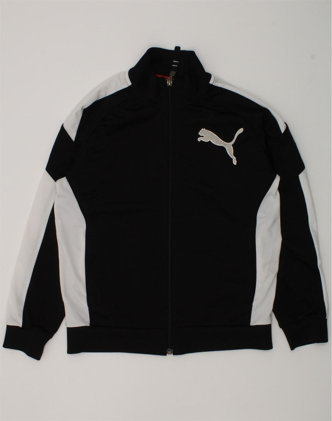 PUMA Boys Tracksuit Top Jacket 9-10 Years Black Colourblock Polyester | Vintage Puma | Thrift | Second-Hand Puma | Used Clothing | Messina Hembry 