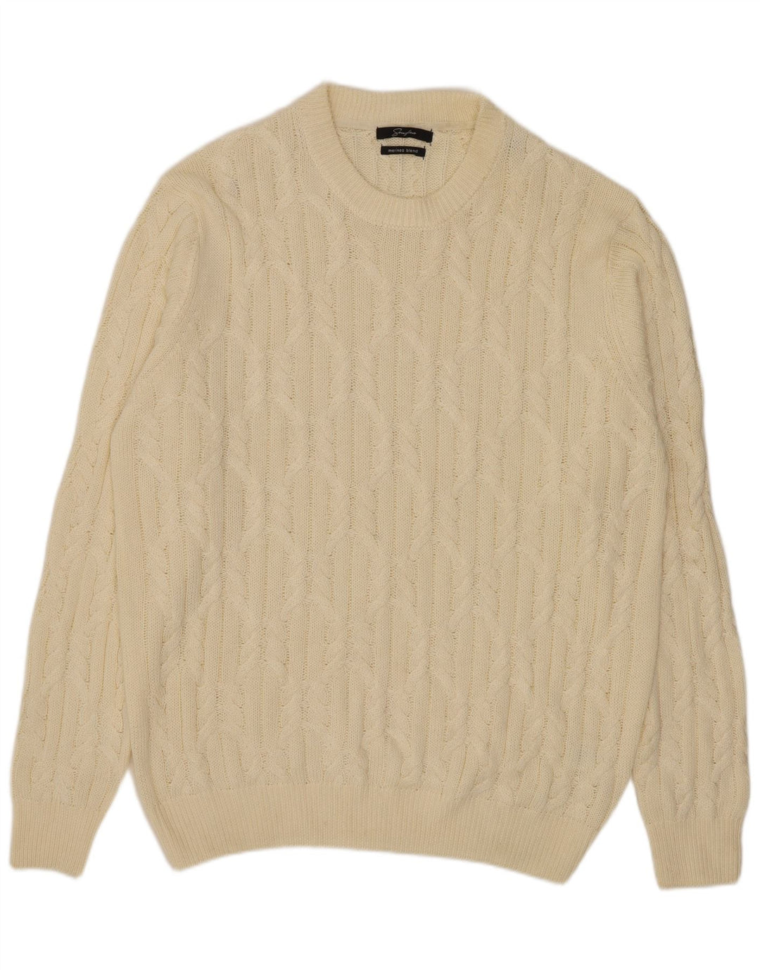 Sonny Bono Herren-Pullover mit Rundhalsausschnitt, XL, cremefarbenes Polyester