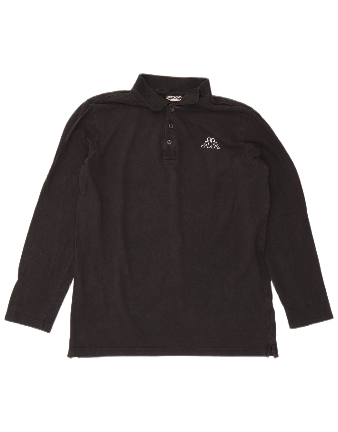 Kappa Herren-Langarm-Poloshirt aus mittelschwarzer Baumwolle