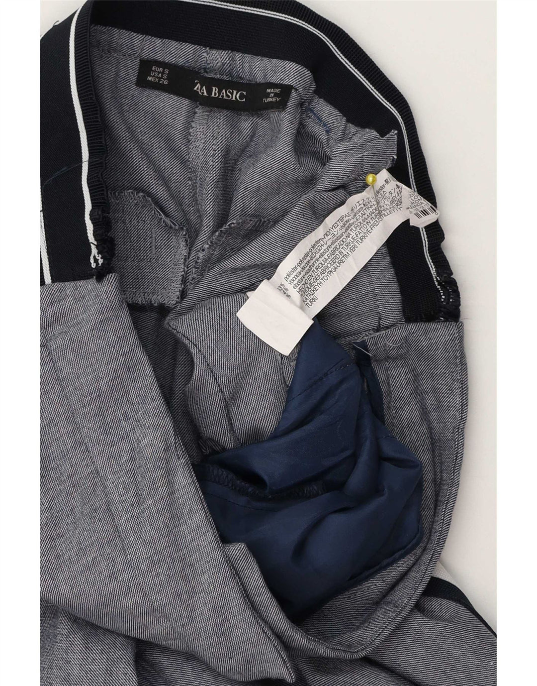 Zara Slim Chino-Hose für Damen, Größe S, W26, L27, grau gestreift, Polyester