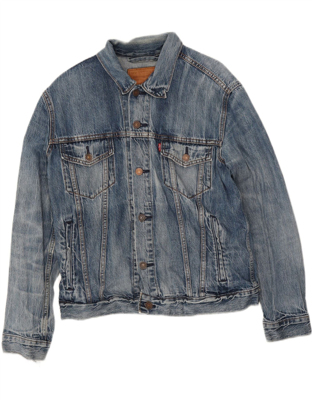 Levi's Herren Jeansjacke UK 38 Mittelblaue Baumwolle