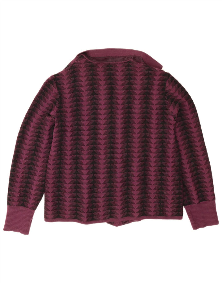 Vintage Damen Cardigan Pullover UK 14 Medium Lila Geometrisch
