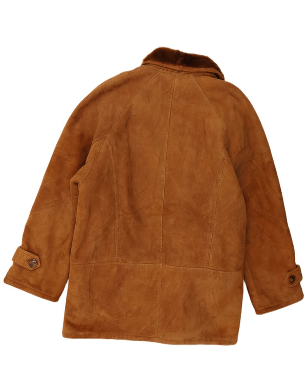 Vintage Herren Shearling Jacke IT 54 2XL Braun