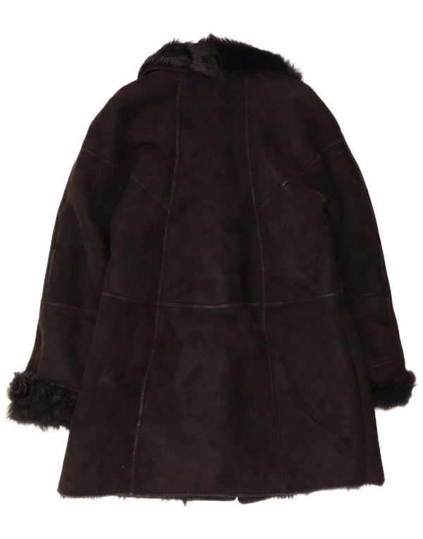 Muflone Damen Lammfellmantel IT 48 XL Schwarzes Leder