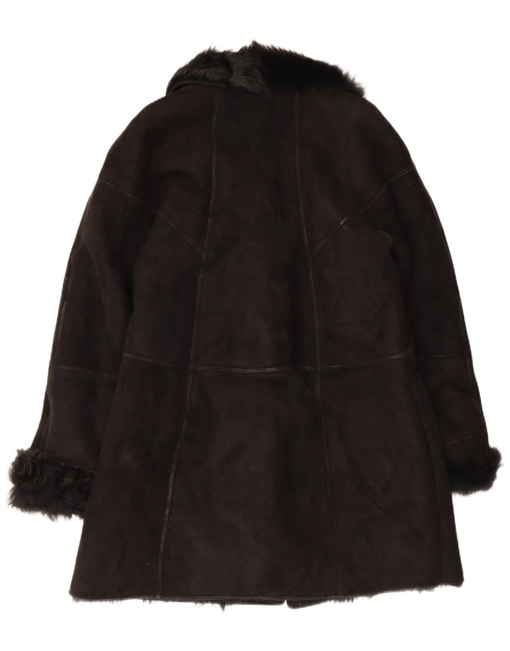 Muflone Damen Lammfellmantel IT 48 XL Schwarzes Leder