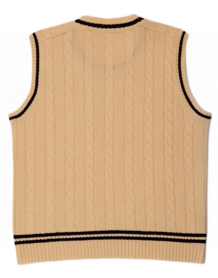 Vintage Herren Weste Tank Top Groß Beige gestreift