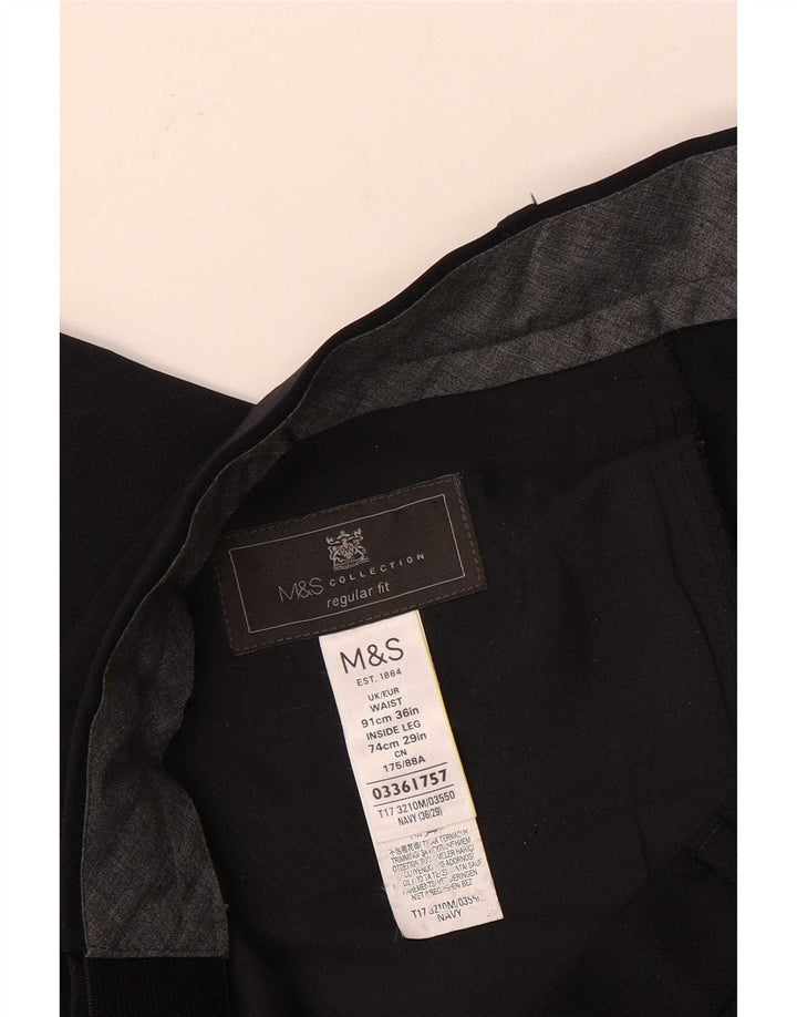 Marks & Spencer Herren-Anzughose mit normaler Passform, W36 L29, marineblaues Polyester