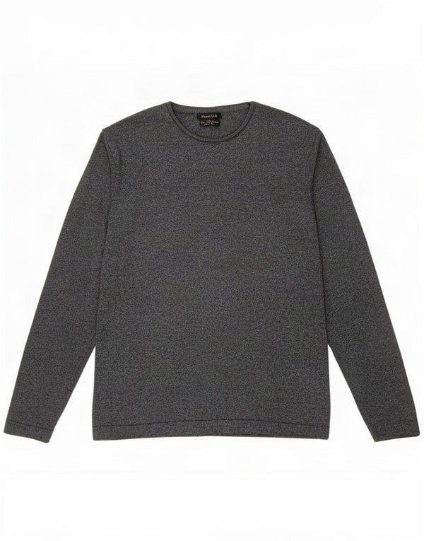 Massimo Dutti Damen-Pullover mit Rundhalsausschnitt, Gr. 14, Größe L, Grau meliert