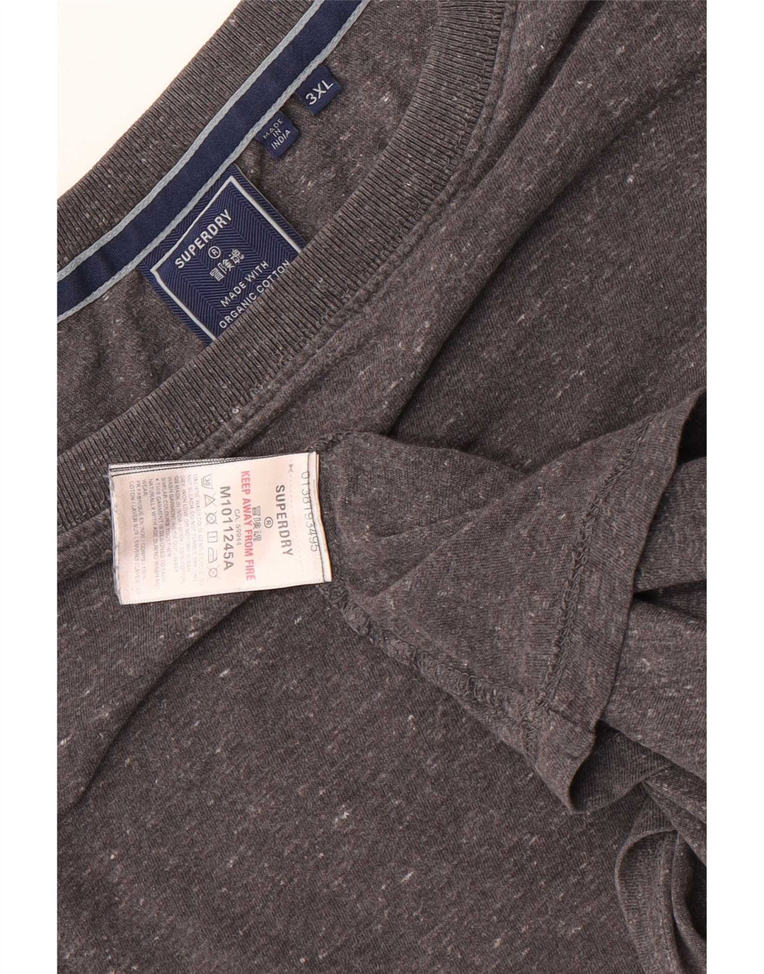 Superdry Herren-T-Shirt-Oberteil 2XL aus grau melierter Baumwolle