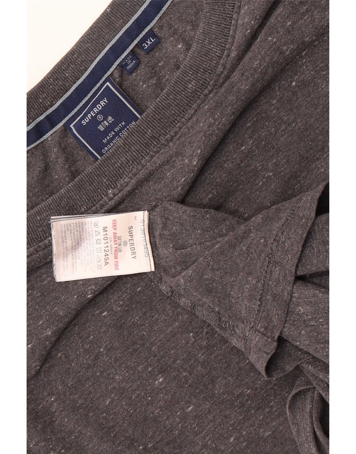 Superdry Herren-T-Shirt-Oberteil 2XL aus grau melierter Baumwolle