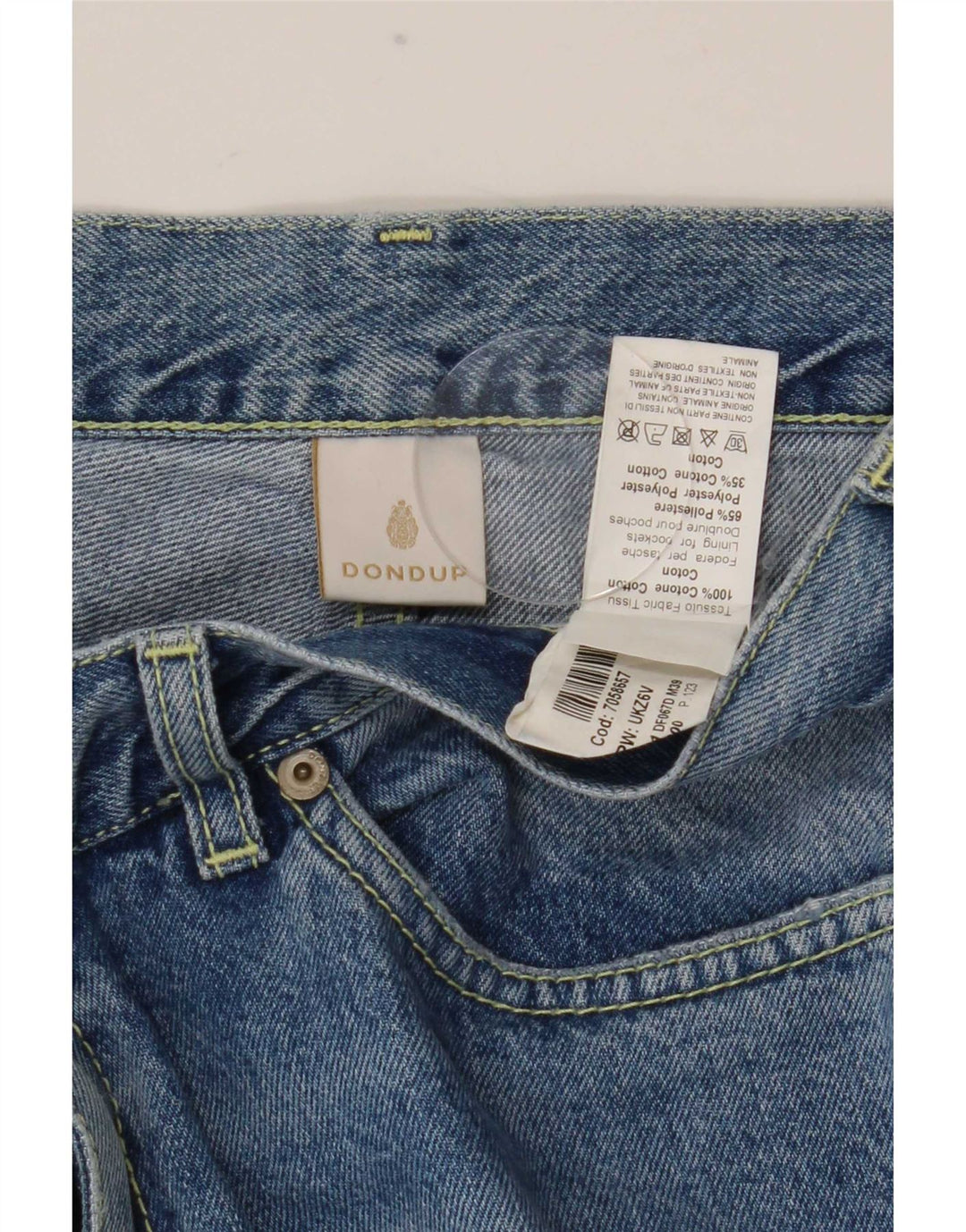 Dondup Damen Distressed Straight Jeans W27 L28 Blaue Baumwolle