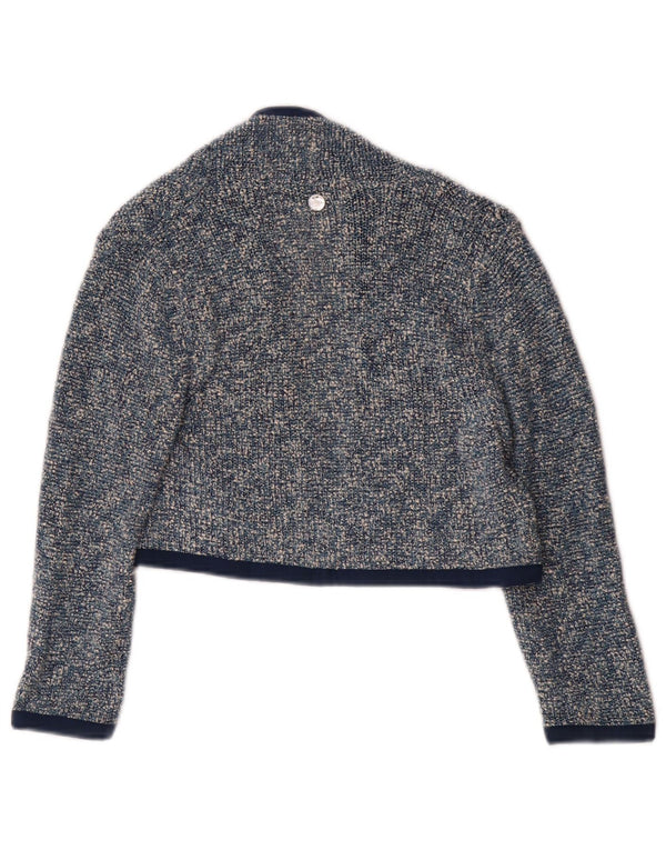 Liu Jo Womens Crop 3/4 Sleeve Bolero Jumper IT 40 Small Blue Meled Cotton