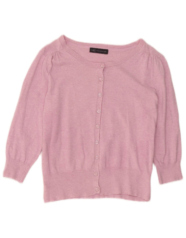 Marks & Spencer Damen Crop 3/4-Ärmel-Cardigan-Pullover UK 12 Mittelrosa